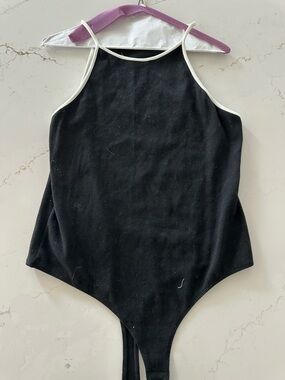 Eloidie Black tank Bodysuit with White Trim.  Size xl